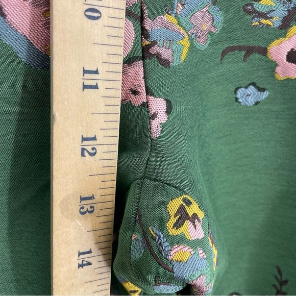 Sumissura floral jacquard green pants Sz 4 S - Picture 6 of 7